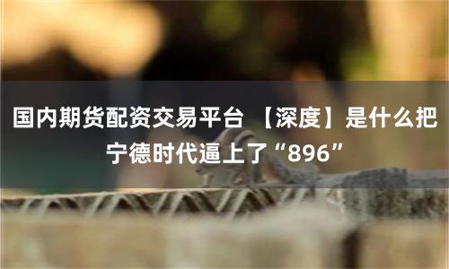 国内期货配资交易平台 【深度】是什么把宁德时代逼上了“896”